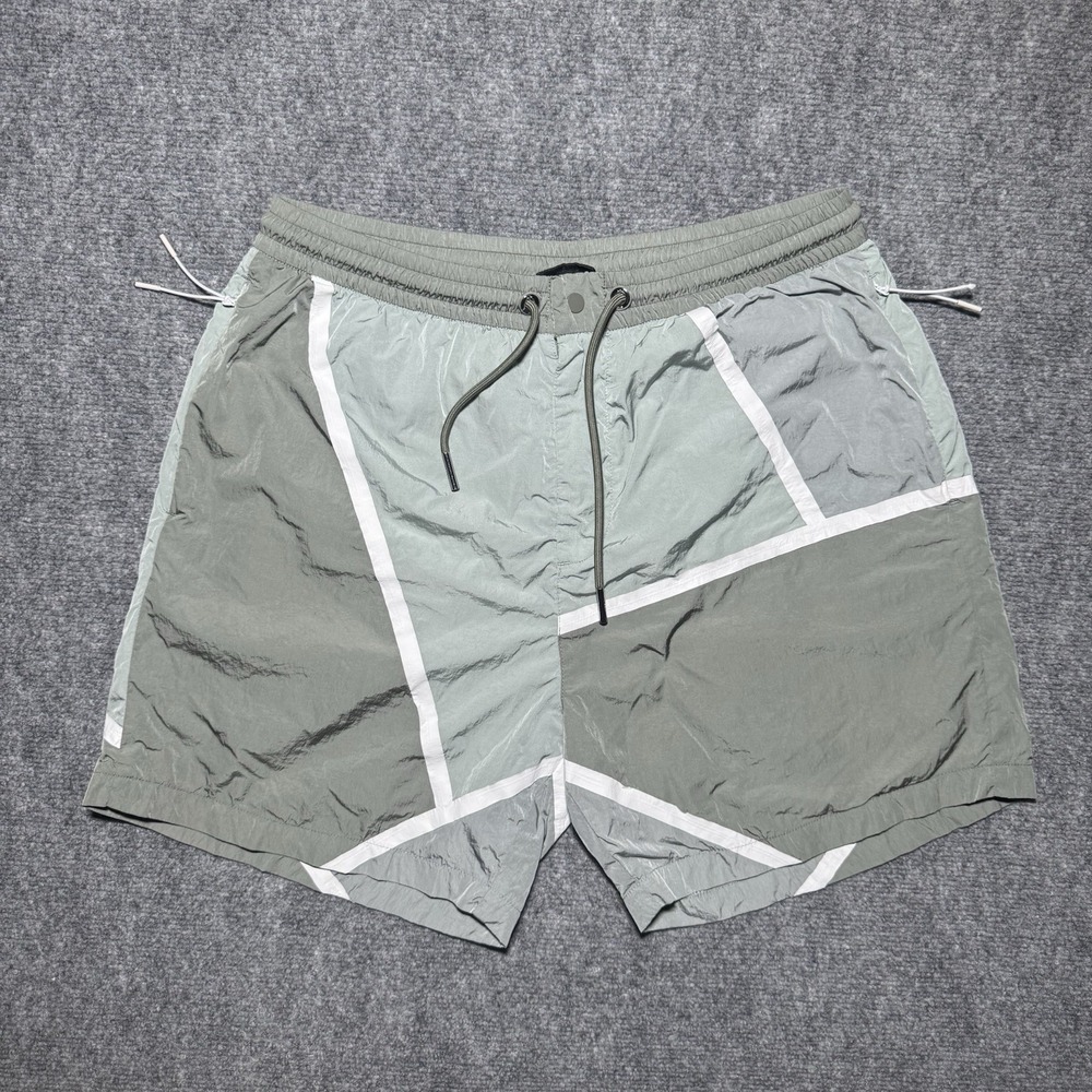 Kith 101 Turbo Shorts Nylon Green White Men Size Medium Drawstring Mesh Lined